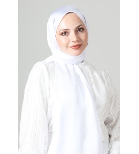 Beyaz Harem Scarf Como Saten Şal