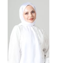 Beyaz Harem Scarf Como Saten Şal