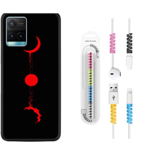 Vivo Y11S Y21S Y20 Y20S Y70 Kılıf Kablo Koruma Spiral Silikon Red Moon 1710
