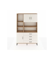 Arges Gardrop 8 Raflı 4 Çekmeceli 3 Kapaklı 132x30x195 Çam-Aytaşı