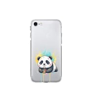 iPhone SE 2022 ile Uyumlu Splash Panda Tasarımlı Şeffaf Silikon Kılıf