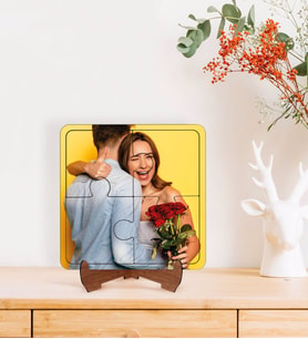 BK Gift Kişiye Özel Fotoğraflı Ahşap Standlı Puzzle Çerçeve-1