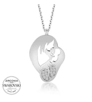 Swarovski Taşlı Gümüş Anne Bebek Bayan Kolye