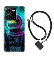Vivo Y35 Kılıf Resimli Boyun Askılı İpli Desenli Silikon Series Space 1854