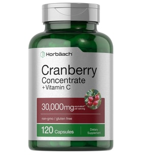 Horbaach Cranberry Concentrate Extract + Vitamin C 30,000mg 120 Capsules Non-GMO and Gluten Free.37.
