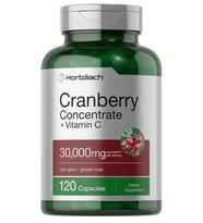 Horbaach Cranberry Concentrate Extract + Vitamin C 30,000mg 120 Capsules Non-GMO and Gluten Free.37.