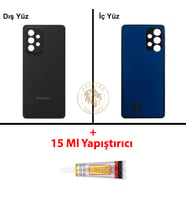 Samsung A53 Siyah Arka Pil Kapağı Batarya Kapağı Lazer Kesim + B-7000 Yapıştırıcı