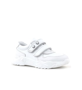 Rakerplus Hakiki Deri Beyaz Taşlı Kız Çocuk Sneakers Ayakkabı