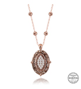 Swarovski Crystal Taşlı Rose Top Zincir Oval Gümüş Kadın Kolye