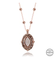 Swarovski Crystal Taşlı Rose Top Zincir Oval Gümüş Kadın Kolye