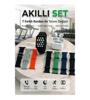 Bluetooth Görüşmeli Akıllı Saat ve Kulaklık Seti 7 Kordonlu Çoklu Spor Modlu