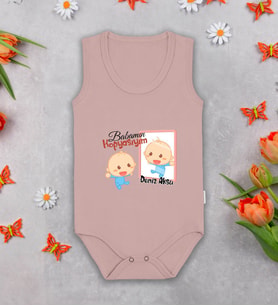 BK Kids Kişiye Özel Babamın Kopyasıyım Pembe %100 Pamuklu Askılı Sıfır Kol Bebek Body Zıbın, Yeni Doğan Bebek Hediyesi