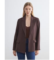 LCWAIKIKI Classic Kahverengi Gabardin Kadın Blazer Ceket