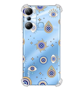 PrintiFy İnfinix Hot 20i Uyumlu Nazar Boncuğu 5 Baskılı Şeffaf Köşe Korumalı Antişok Kılıf