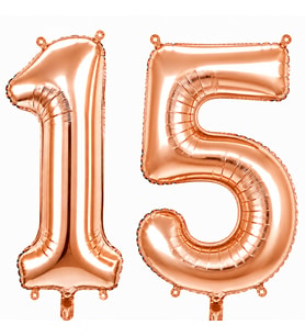 15 Rakam Folyo Balon Rose Gold Rengi (76 cm)