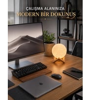Gerçekçi Ay Dokulu Dekoratif Gece Lambası USB Şarjlı Ay Işığı