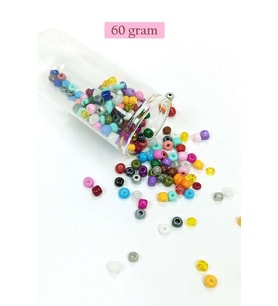Dökme Cam Kum Boncuk Büyük Boy (6/0) 4 mm - 60 Gram - Karışık Renkli - BNC132