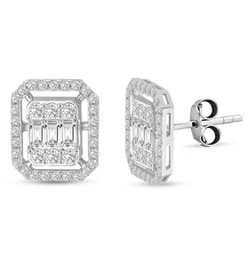 Modern Tasarım 1.53 Ct Baget Kare Tektaş Küpe