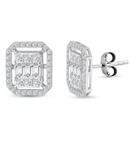Modern Tasarım 1.53 Ct Baget Kare Tektaş Küpe