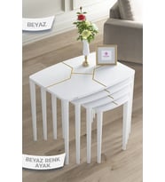 1.sınıf Mdf Üst Kalite Beyaz 4lü Zigon Sehpa Takımı