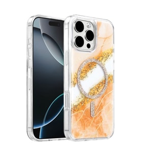 Onegif Apple iPhone 16 Pro Max Lotus Simli Magsafe Kapak - Turuncu