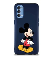 Oppo Reno 4 Soft Premier Kapak Mickey Mouse-D Tasarımlı Silikon Kılıf - Lacivert (Şeffaf)