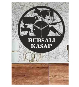 Kişiye Özel Kasap Dekoratif Ahşap Duvar Saati