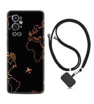 Tecno Spark 9 Pro Kılıf Silikon Boyun Askılı İpli Desenli Silikon Harita ve Uçak 1777