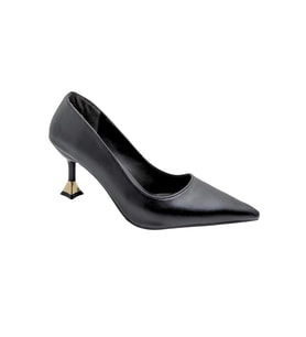 Alestra  Geometrik Detaylı Kadeh Topuk Stiletto - SİYAH-RUGAN - 39