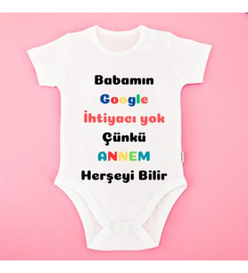 Komik Sözlü Anne Temalı Bebek Zıbını – “Babamın Google’a İhtiyacı Yok” Tasarım Body