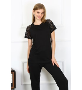 Akbeniz Kadın Kolu Dantelli Penye Pijama Takım 4147