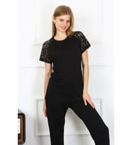 Akbeniz Kadın Kolu Dantelli Penye Pijama Takım 4147