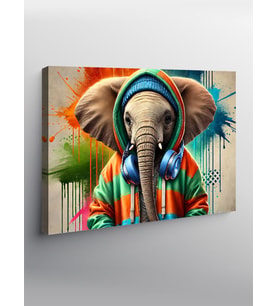 Kanvas Tablo Kulaklıklı Fil Sanatı