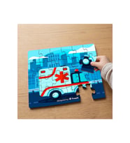 Yolda Ambulans Tasarımlı 24 Parça Ahşap Çocuk Puzzle MPK0076
