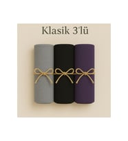 Penye Pamuksu Şal Klasik 3 lü Set (Gümüş)