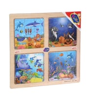 Playwood Ahşap Eğitici 4 lü Puzzle Deniz Altı Ony344