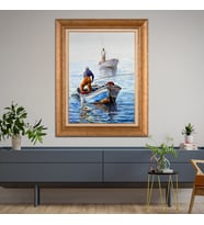 Altın Varaklı Paspartulu Çerçeveli  Tablo nat1138