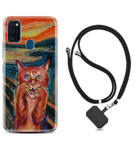 Samsung M21 M22 M23 M30 M31S M32 Kılıf Boyun Askılı Silikon Tablo Cat 1788