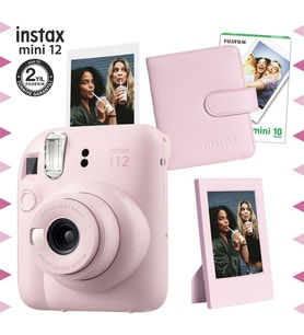 Instax mini 12 Pembe Fotoğraf Makinesi-10'lu Film-Çerçeve ve Kare Albüm Seti