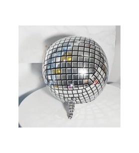 50x50 cm 4D Hologram Baskı Gümüş Renk Disko Topu Balon 1 Adet Yılbaşı retro