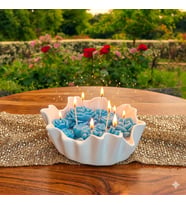 Mumelia Candles Zen Bahçesi - Doğal Soya Taştozu Tabaklı Tasarım Mum - Mavi