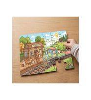 Hayvanlar Treni - Tren İstasyonu Tasarımlı 24 Parça Ahşap Çocuk Puzzle