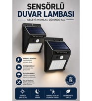 Solar Sensörlü Duvar Lambası Bahçe Lamba 20 Led Işık