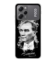Poco X5 Pro Uyumlu Kamera korumalı Kapak Atatürk Tasarımlı  Şeffaf Kılıf