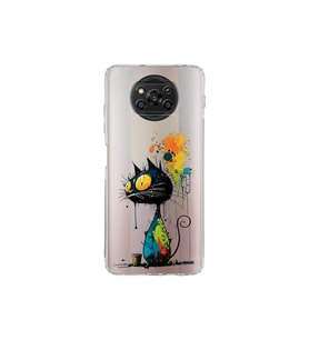 Poco X3 Pro ile Uyumlu Splash Kedi Tasarımlı Şeffaf Silikon Kılıf