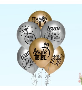 Team Bride Metalik Altın ve Gümüş Renkli Balon, 30cm x 8 Adet