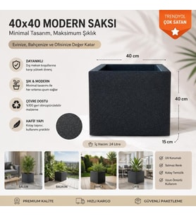 KUBİK - BETON GÖRÜNÜMLÜ DEKORATİF SAKSI
