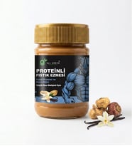ALL GREEN: Proteinli Fıstık Ezmesi (Vanilya) Fıstık Proteini, Maca Kökü Tozu ile 325 gr