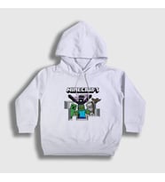 Presmono Unisex Çocuk Beyaz Squad Oyun Minecraft Kapüşonlu Sweatshirt 369602tt