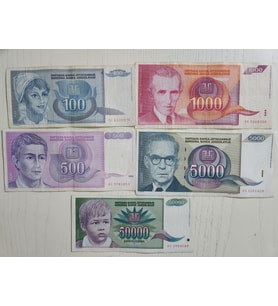 5 Adet Yugoslav Dinarı 1992 Temiz Tam Set Yugoslav Para Seti